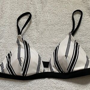 Black & White Striped Triangle Swim Bra
